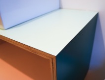 bathroom furniture in plywood with colorful hpl laminate